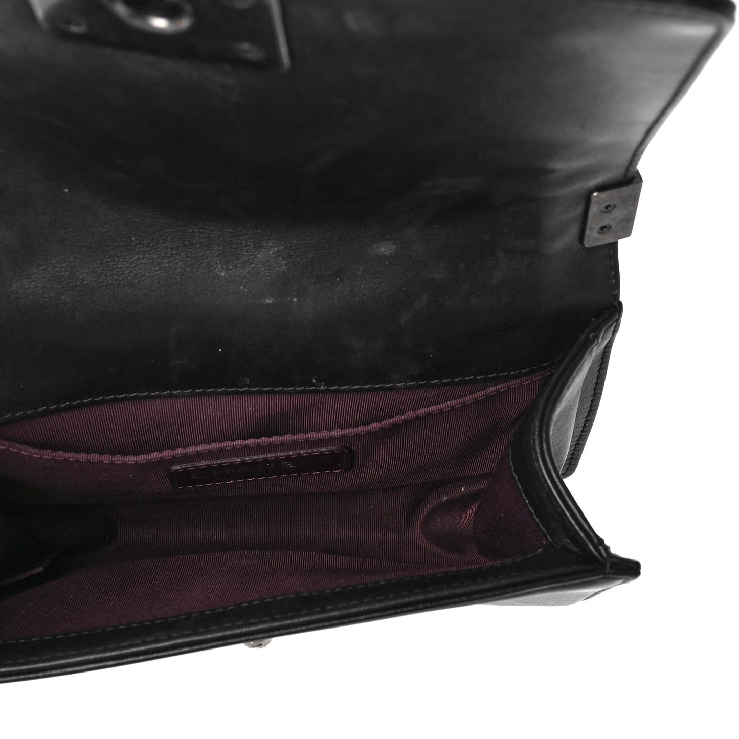 Calfskin Woven Small Boy Flap Black White