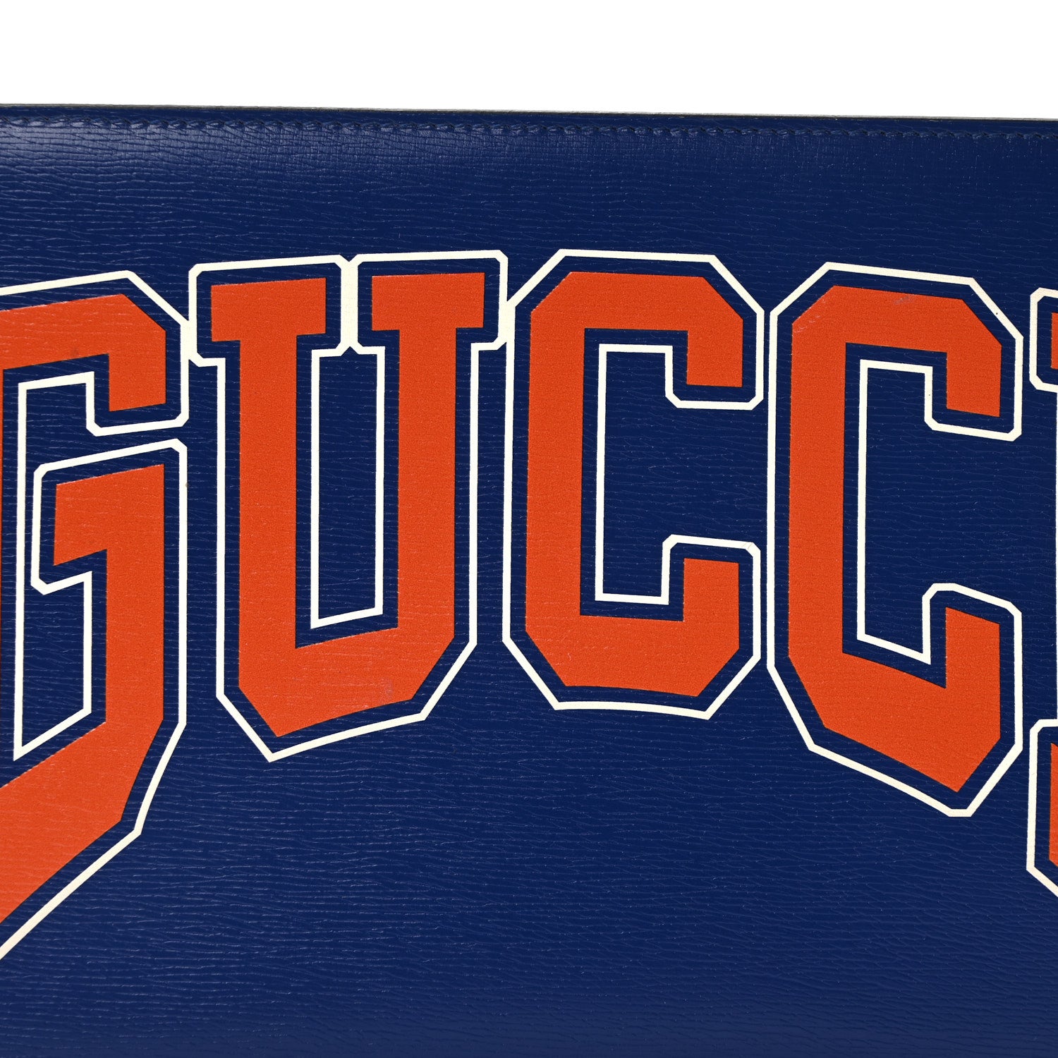 Gucci New Shanghai Calfskin Interlocking G Logo Wristlet Pouch Cobalt Blue Orange 6 of 10