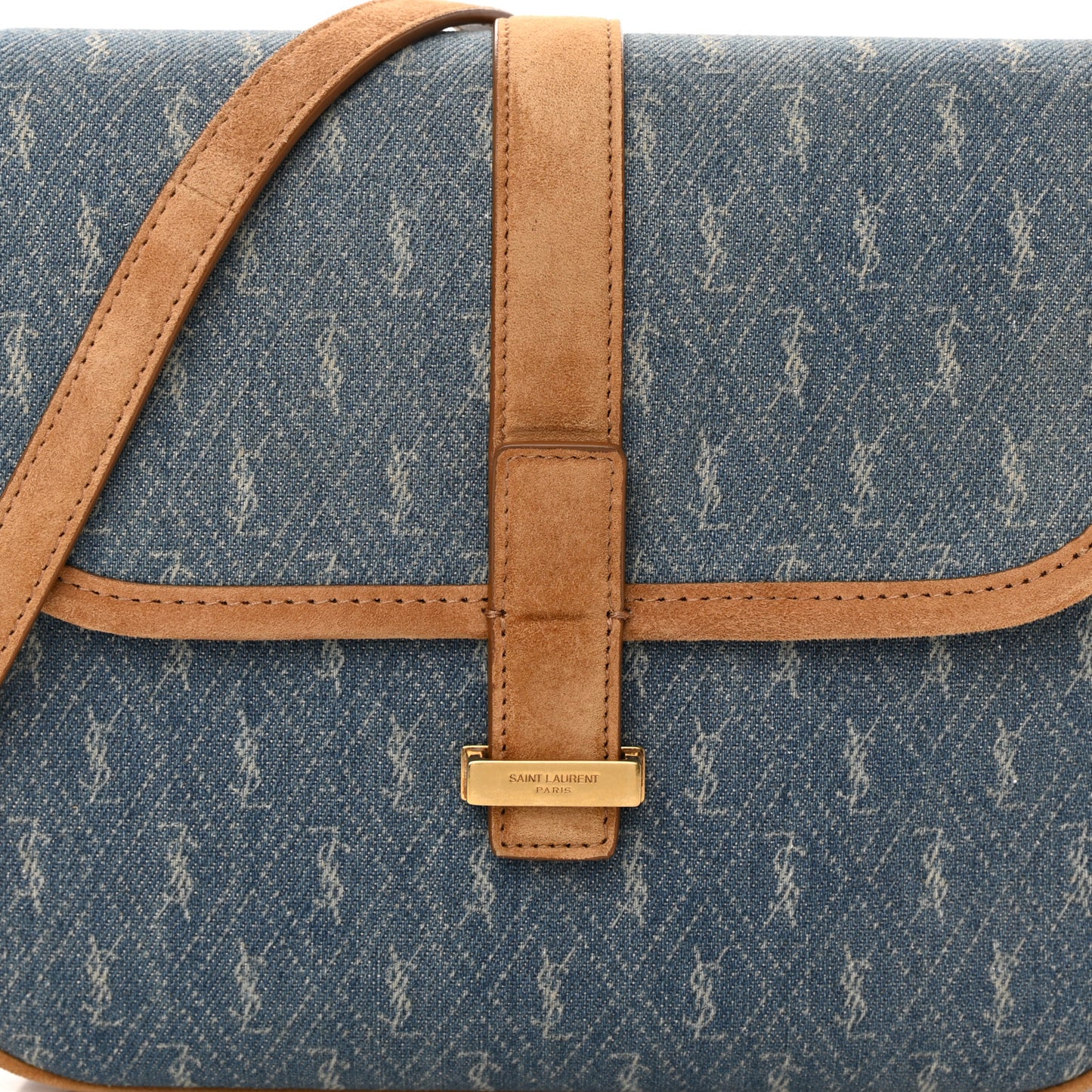 Suede All-Over Monogram Small Le Monogramme Satchel Denim