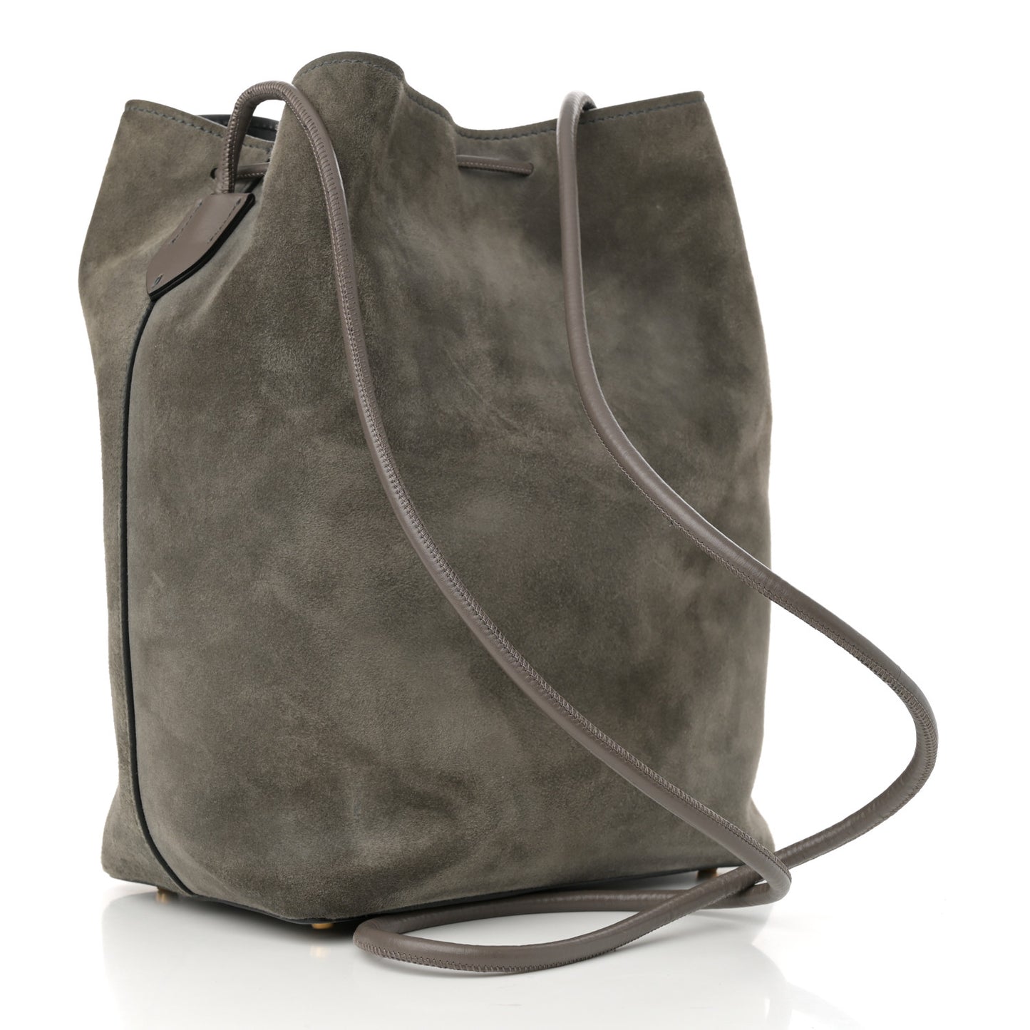 Suede Medium Double Tassel Bucket Bag Graphite
