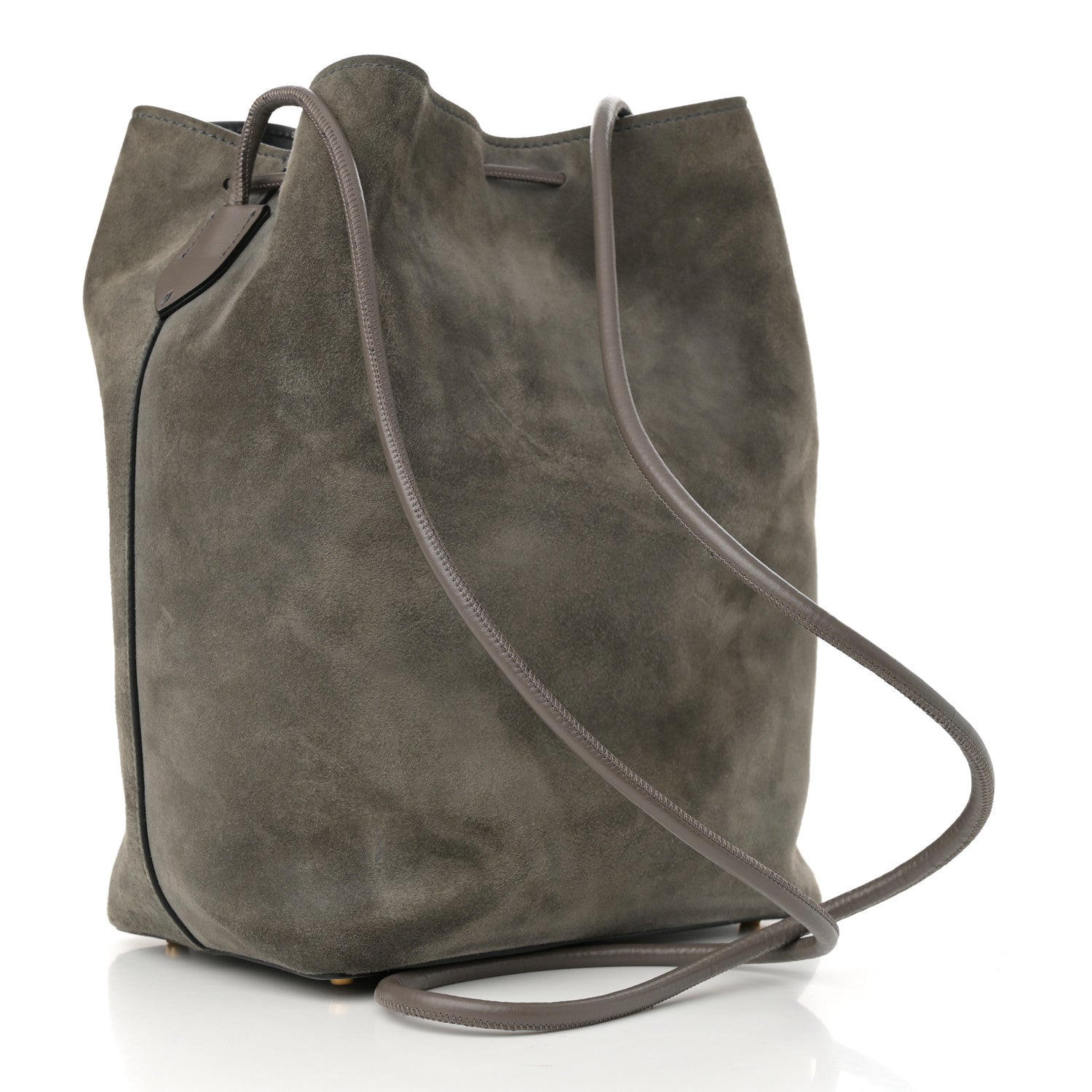 Tom Ford Suede Medium Double Tassel Bucket Bag Graphite 4 of 14
