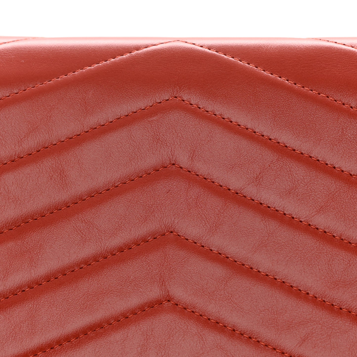 Calfskin Chevron Quilted Medal Wallet On Chain WOC Red