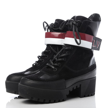 Louis Vuitton Suede Calfskin Laureate Platform Desert Boots 36 Black 3 of 10