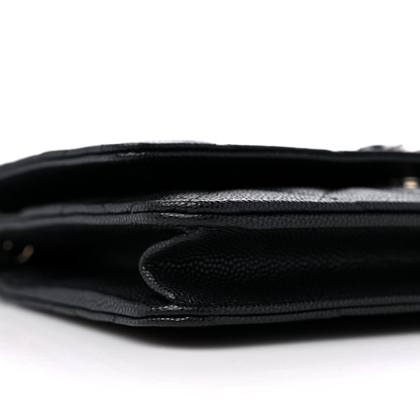 Caviar Quilted Crystal Enamel CC Wallet On Chain WOC Black