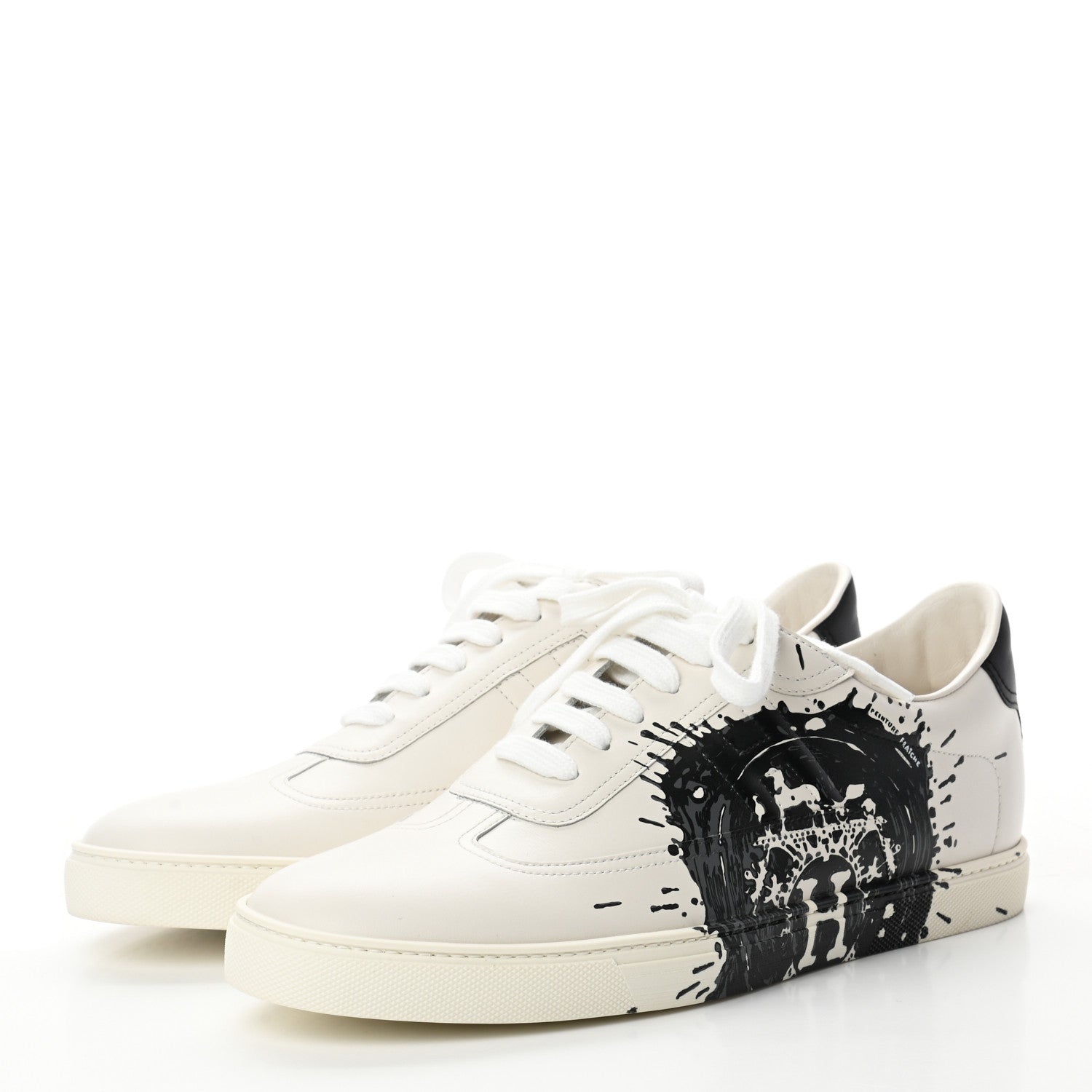 Hermes Swift Peinture Fraiche Mens Quicker Sneakers 42 White Black 3 of 10