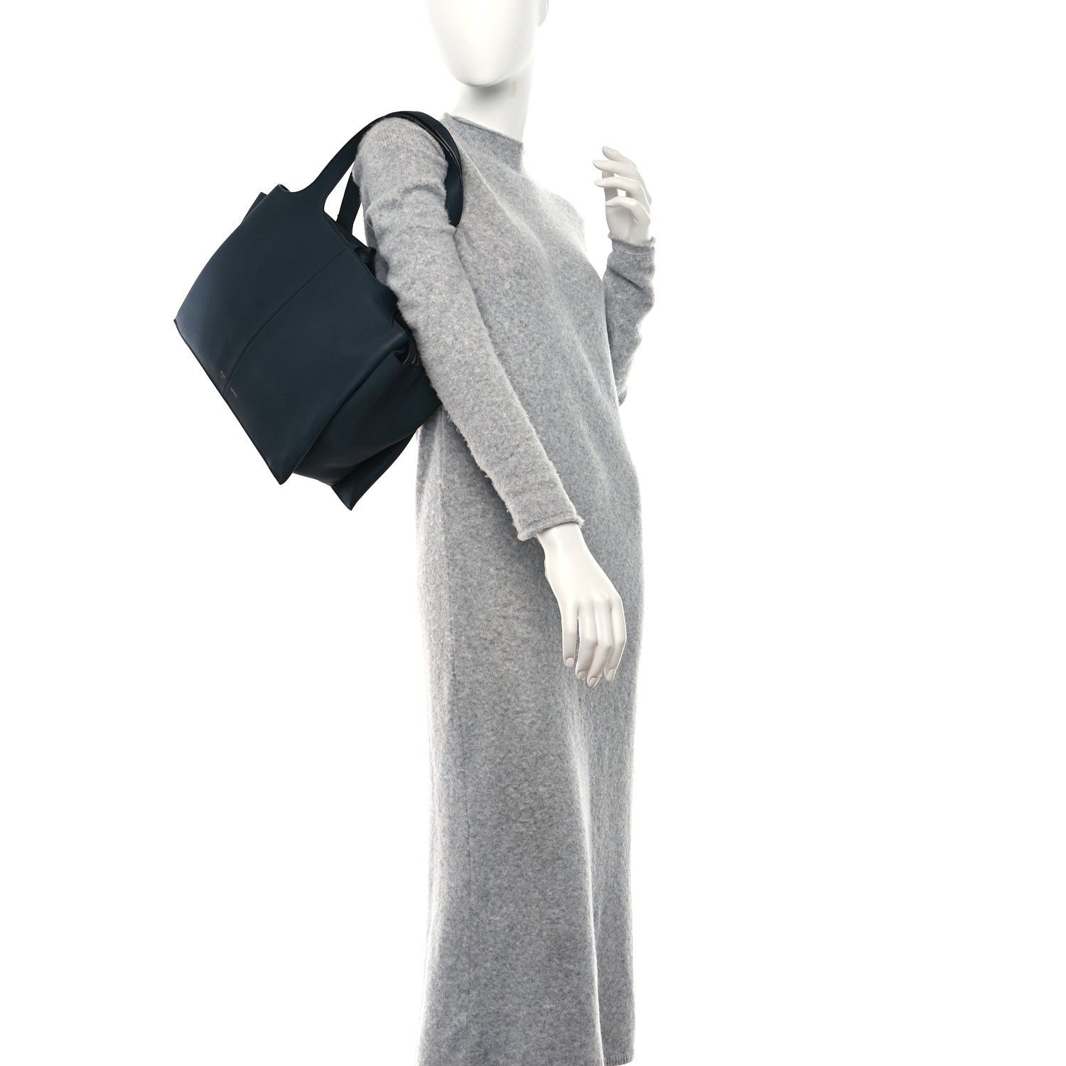 Celine Baby Grained Calfskin Medium Tri-Fold Bag Dark Sea 2 of 13