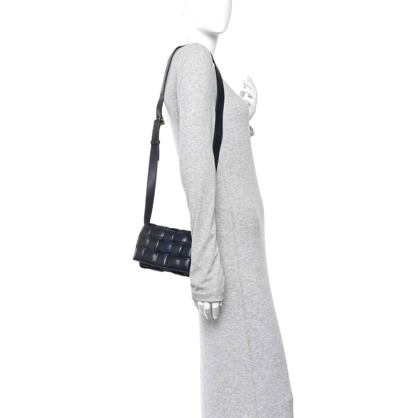 Nappa Maxi Intreccio Small Padded Cassette Crossbody Bag Deep Blue