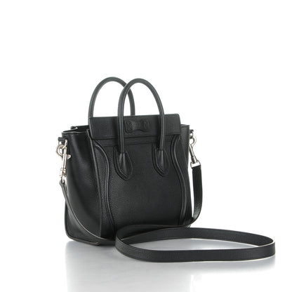 Celine Drummed Calfskin Nano Luggage Black 3 of 12