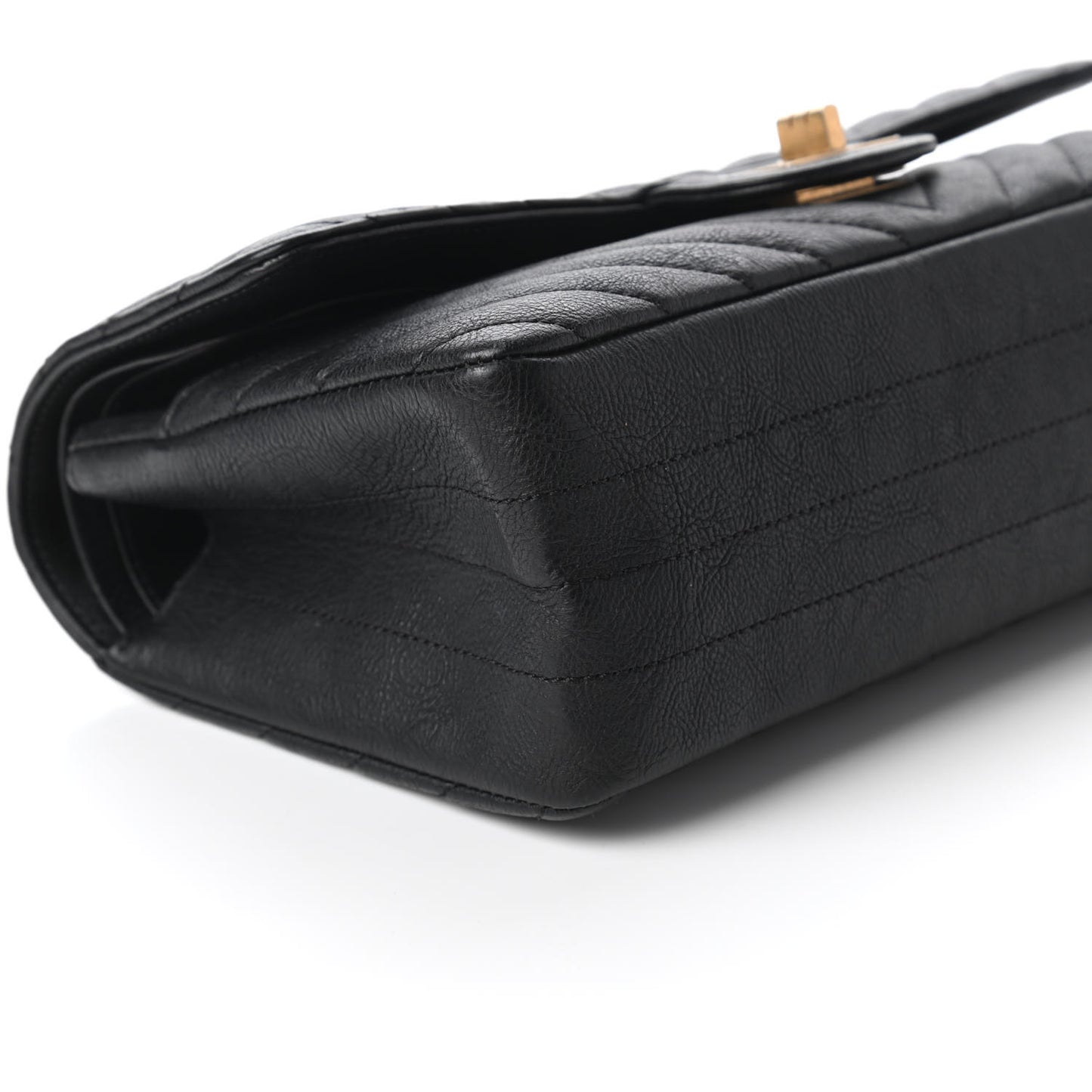Crumpled Calfskin Chevron Quilted 2.55 Reissue 225 Flap Black