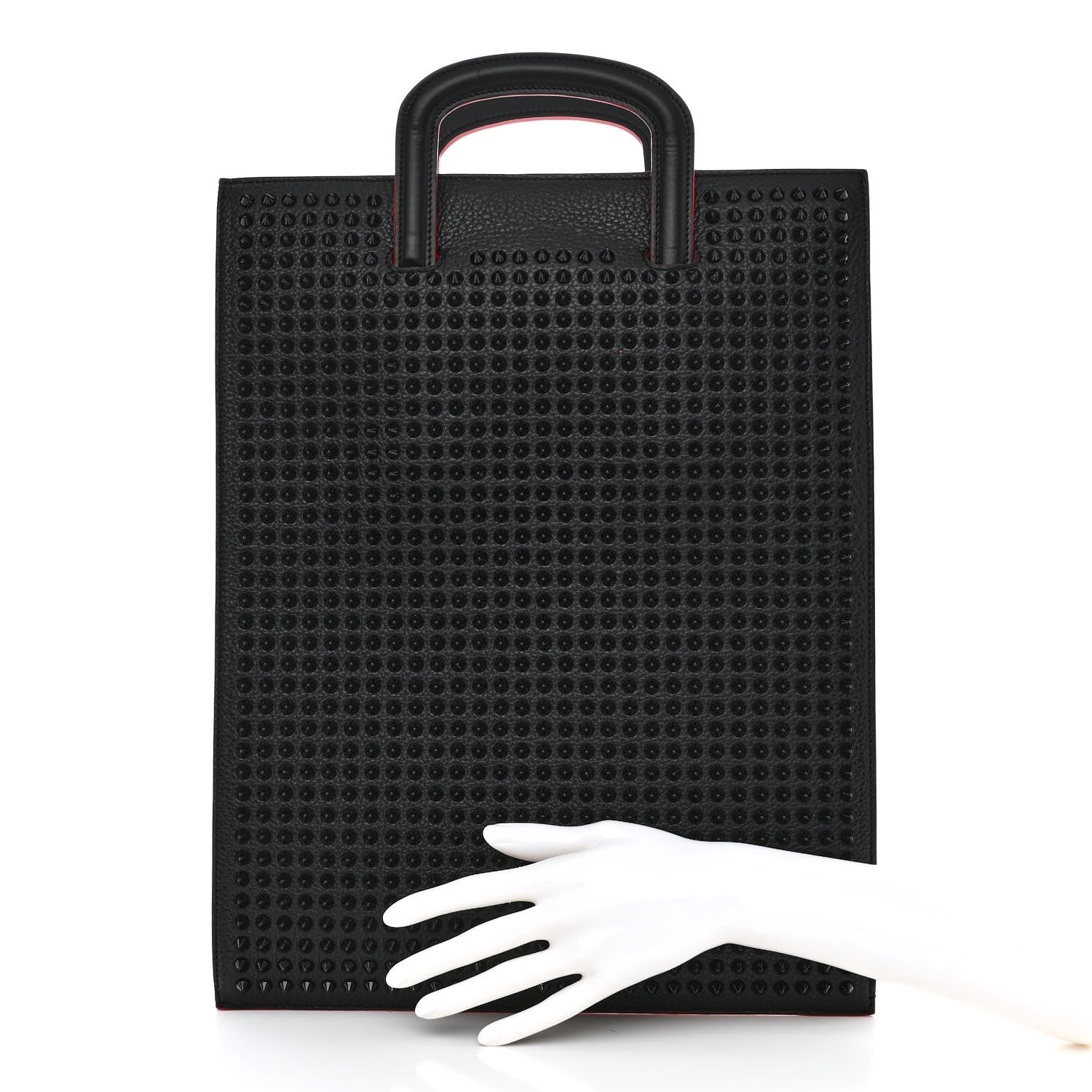 Christian Louboutin Calfskin Spiked Large Trictrac Portfolio Bag Black 3 of 12