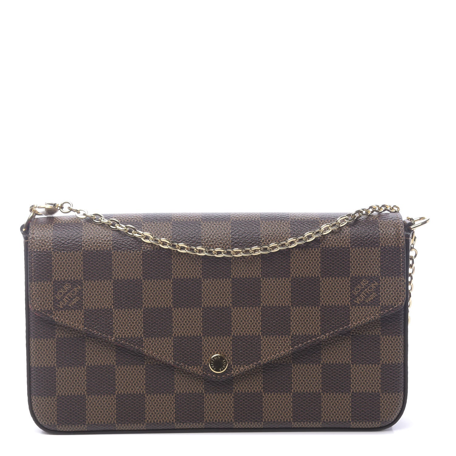 Louis Vuitton Damier Ebene Pochette Felicie Chain Wallet 1 of 10