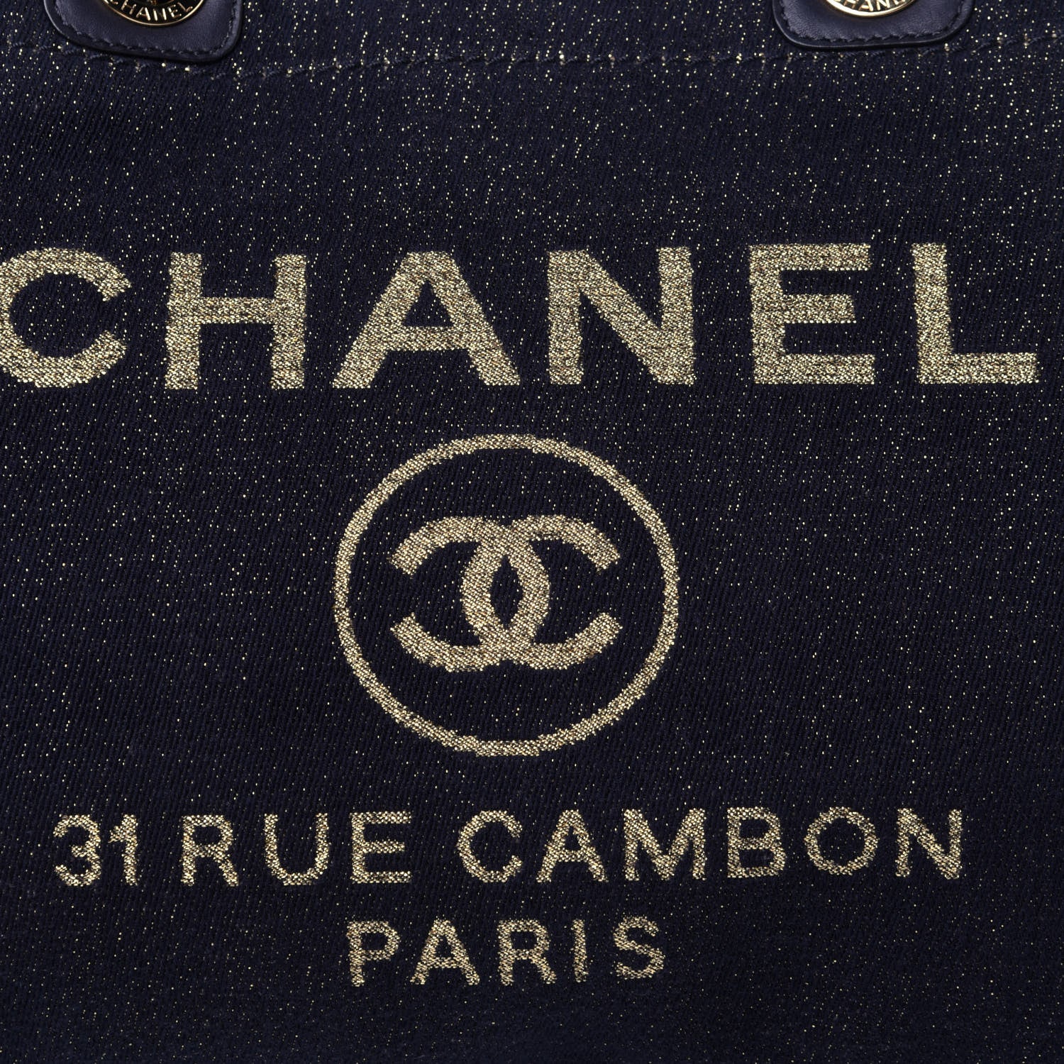 Chanel Lurex Canvas Small Deauville Tote Navy Blue Gold 10 of 11
