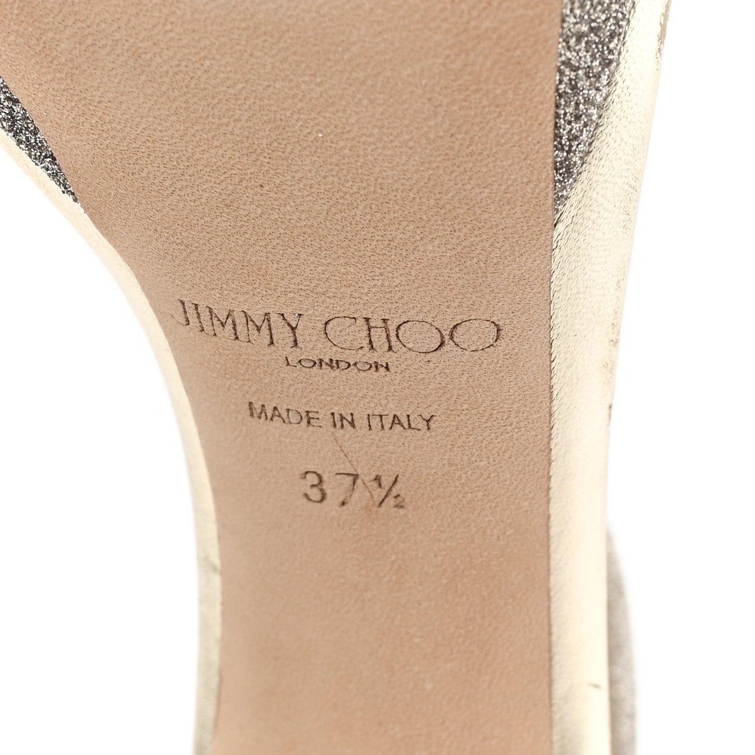 Jimmy Choo Dusty Glitter Misty 120 Sandals 37.5 Platinum Ice 7 of 8