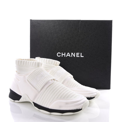 Chanel Stretch Fabric CC Sneakers 36.5 White 8 of 10