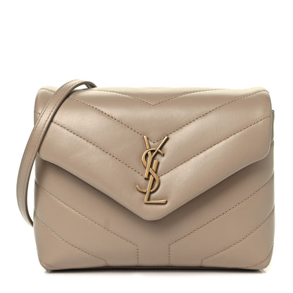 Saint Laurent Calfskin Y Quilted Monogram Toy Loulou Crossbody Bag Dark Beige 1 of 10