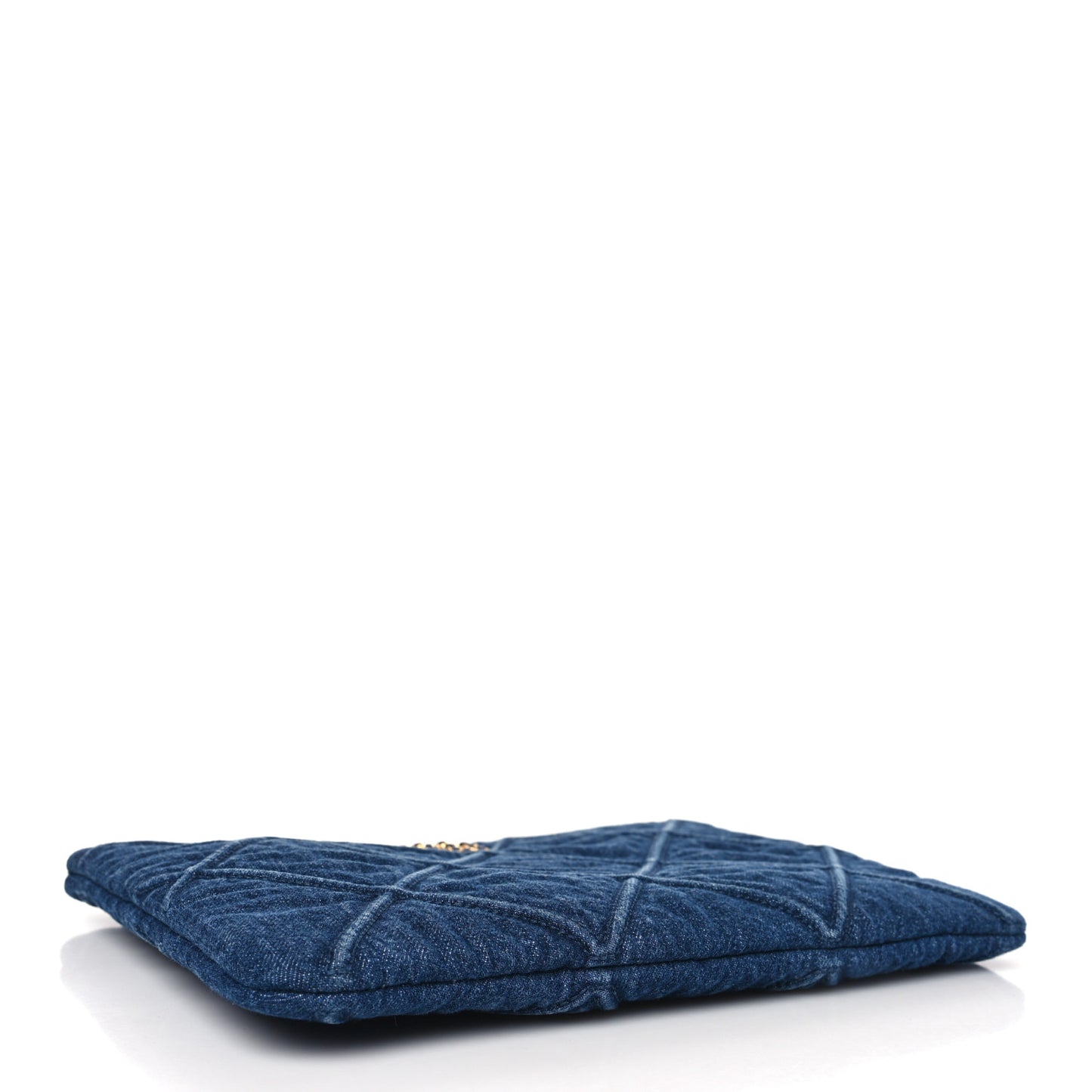 Denim Quilted Large Chanel 19 Cosmetic Case Blue