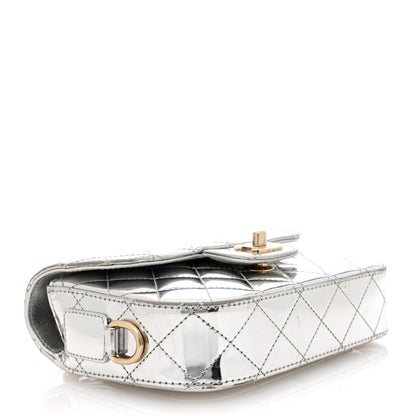 Chanel Mirror Calfskin Metallic Calfskin Quilted Hollywood Boulevard Mini Flap With Star Coin Purse Silver 4 of 11