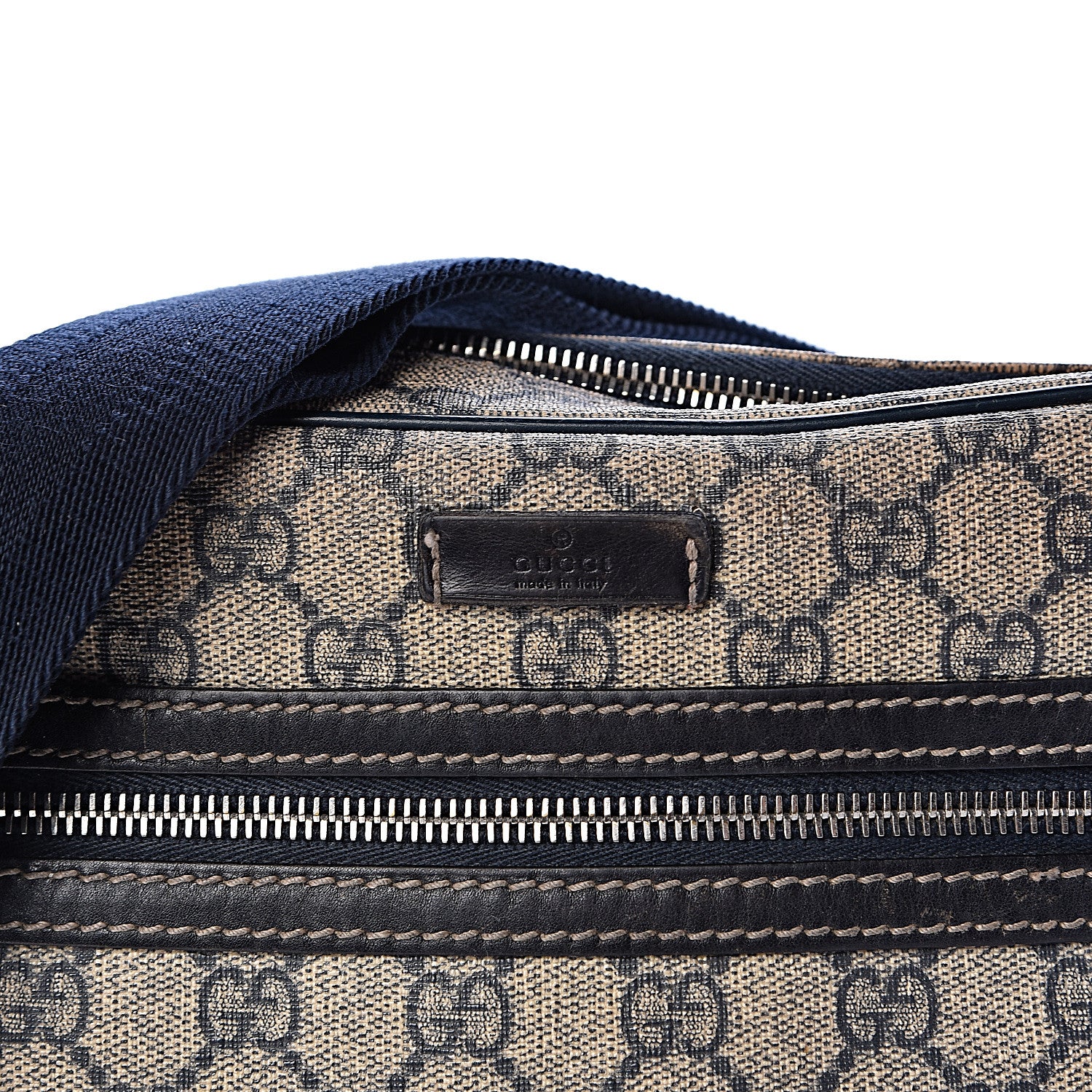 Gucci GG Plus Monogram Selleria Calfskin Medium Messenger Bag Beige Blue 8 of 15