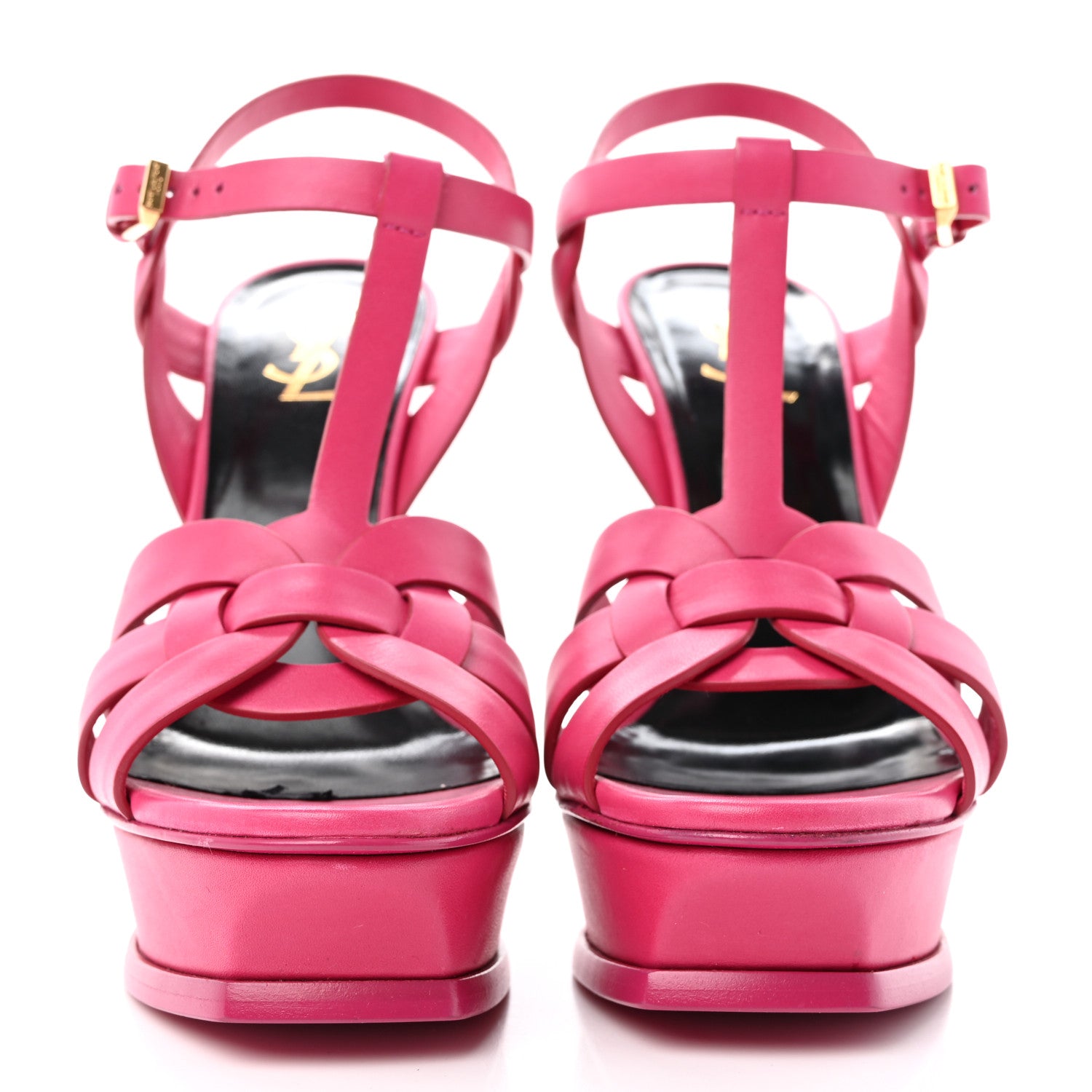 Saint Laurent Calfskin Tribute 105 Platform Sandals 38 Fuchsia 2 of 19