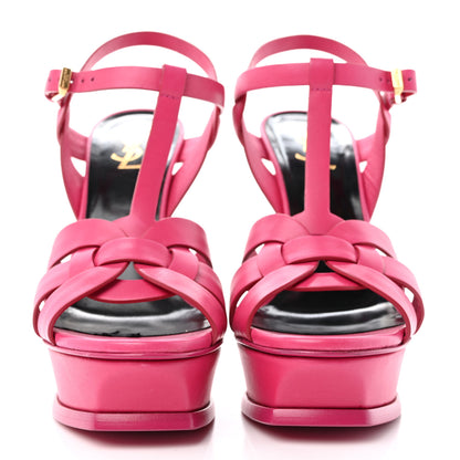 Saint Laurent Calfskin Tribute 105 Platform Sandals 38 Fuchsia 2 of 19