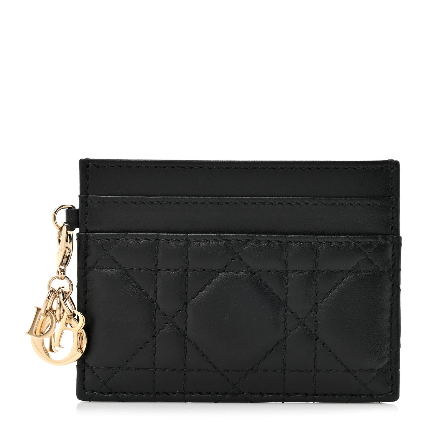 Lambskin Cannage Lady Dior Card Holder Black
