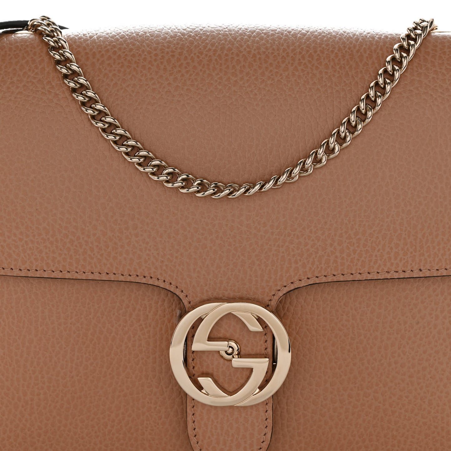 Dollar Calfskin Interlocking G Shoulder Bag Camelia