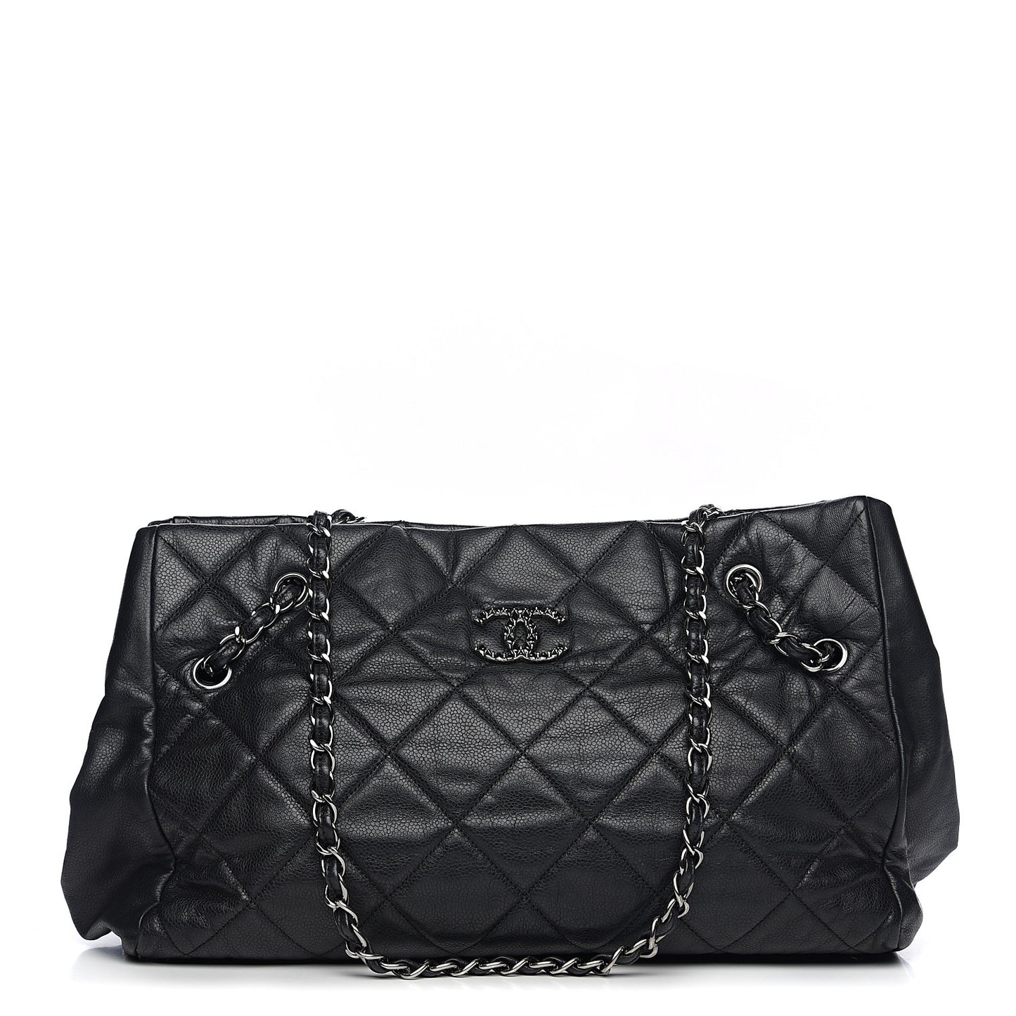 Soft Caviar Quilted Large Cells Tote Black