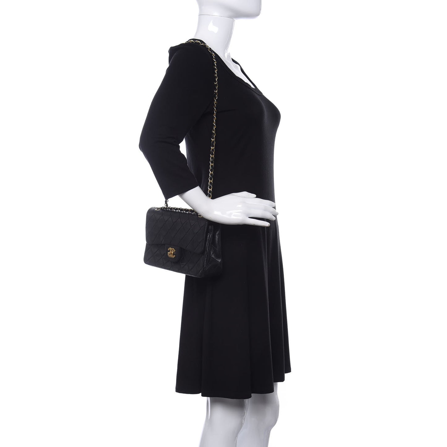 Lambskin Quilted Small Double Flap Black