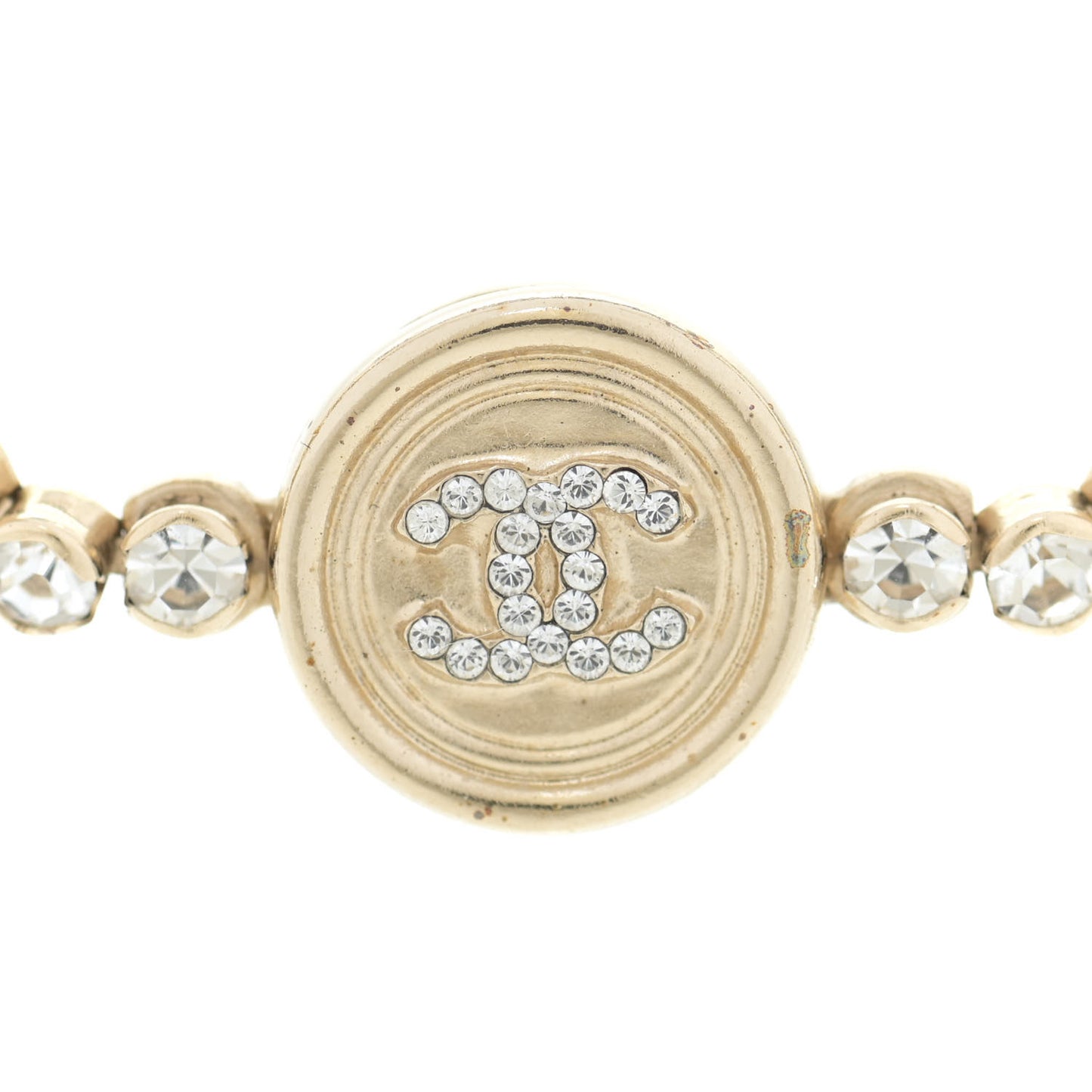 Crystal CC Chain Short Necklace Gold