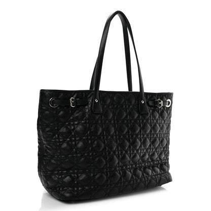 Christian Dior Coated Canvas Cannage Medium Panarea Tote Black 2 of 13