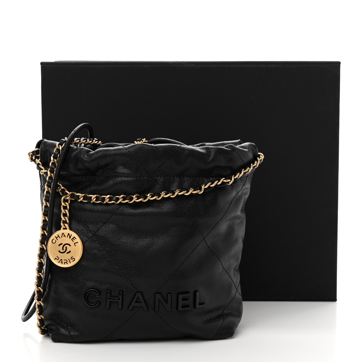 Chanel Shiny Caviar Quilted Monochrome Mini Chanel 22 Black 11 of 11