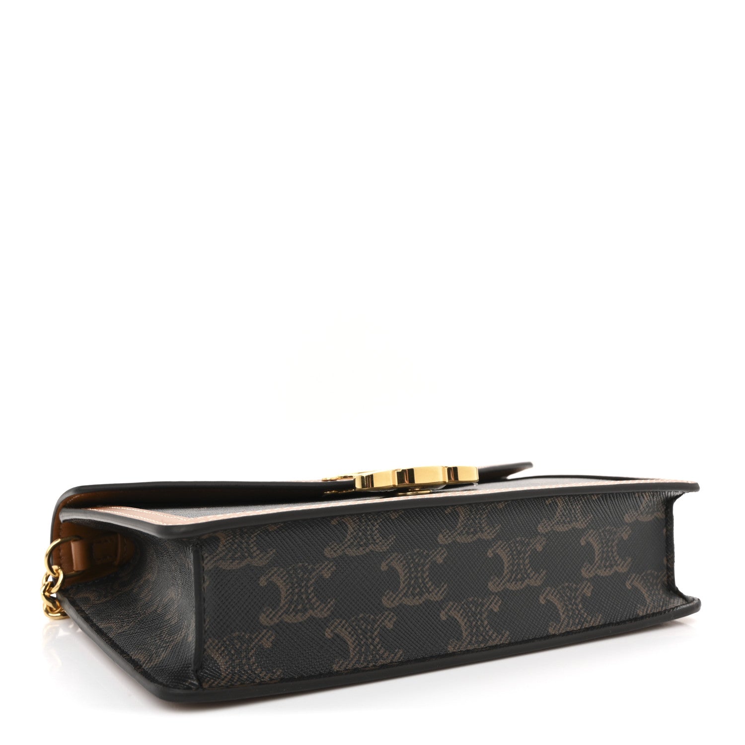 Celine Triomphe Canvas Calfskin Margo Wallet on Chain Tan 4 of 10