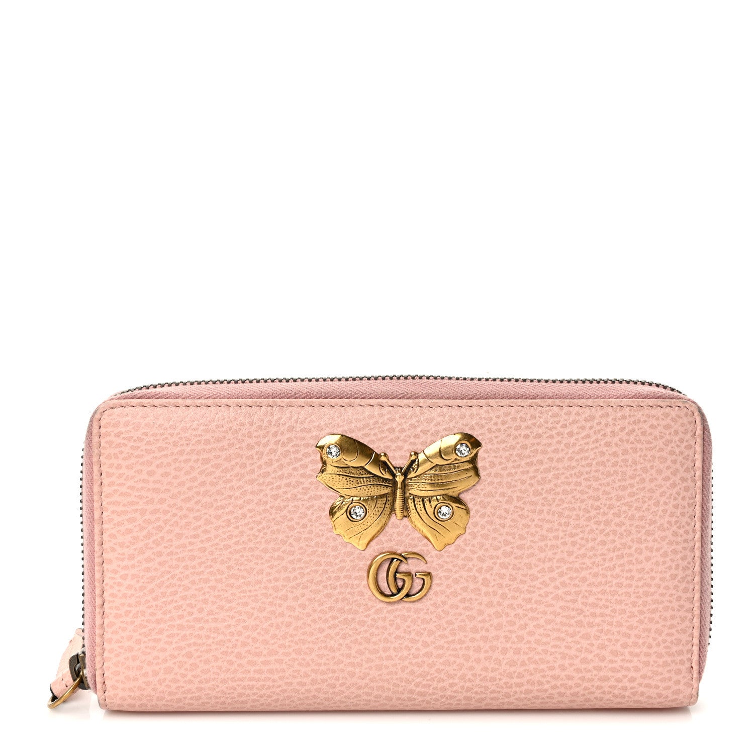 Gucci Calfskin Butterfly Farfalla Zip Around Wallet Perfect Pink 1 of 9