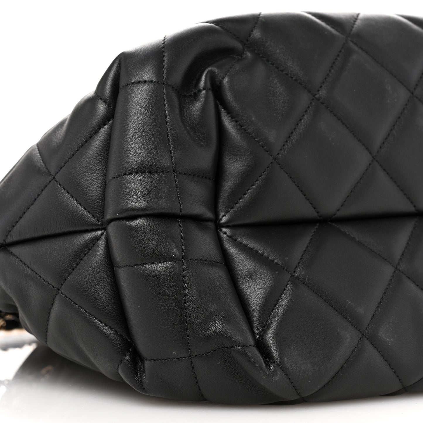 Lambskin Quilted CC Dweller Drawstring Tote Black