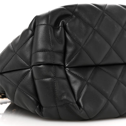 Chanel Lambskin Quilted CC Dweller Drawstring Tote Black 8 of 9