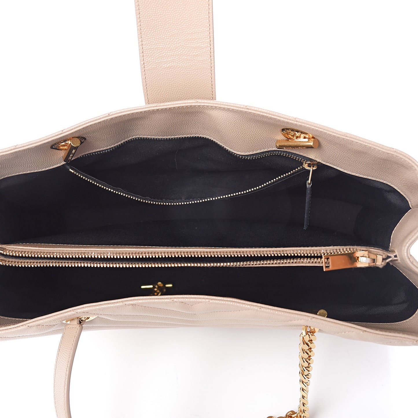 Grain De Poudre Matelasse Chevron Monogram Shopping Bag Dark Beige