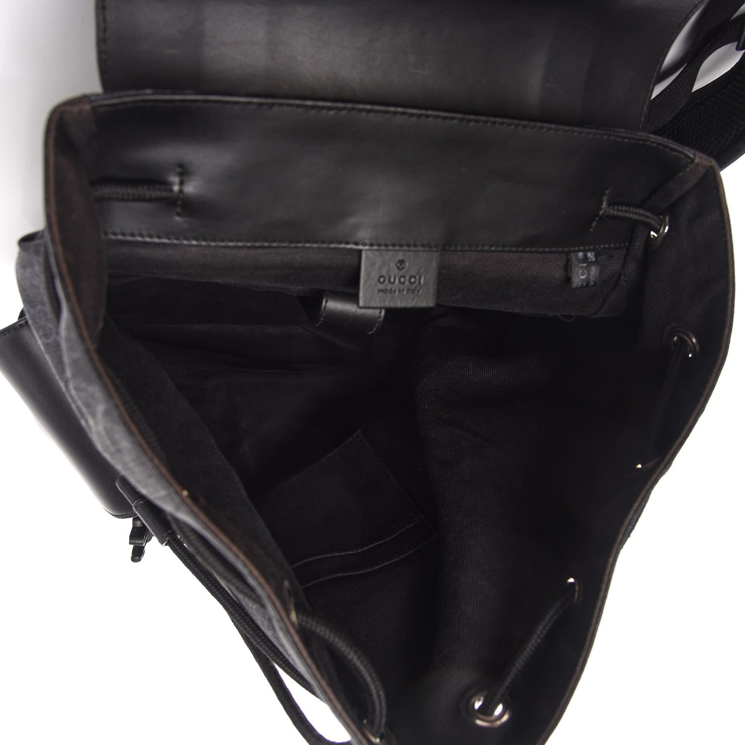 Gucci Soft GG Supreme Monogram Appia Calfskin Web Double Buckle Backpack Black 5 of 10