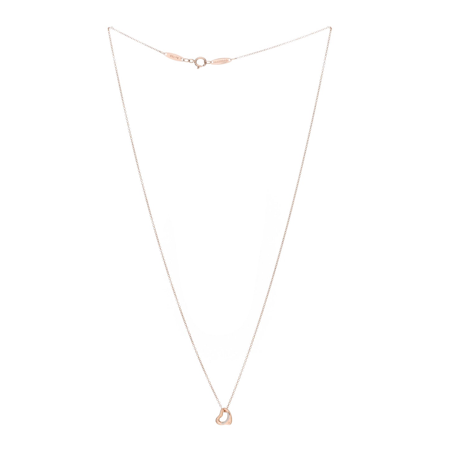 18K Rose Gold 7mm Elsa Peretti Open Heart Pendant Necklace