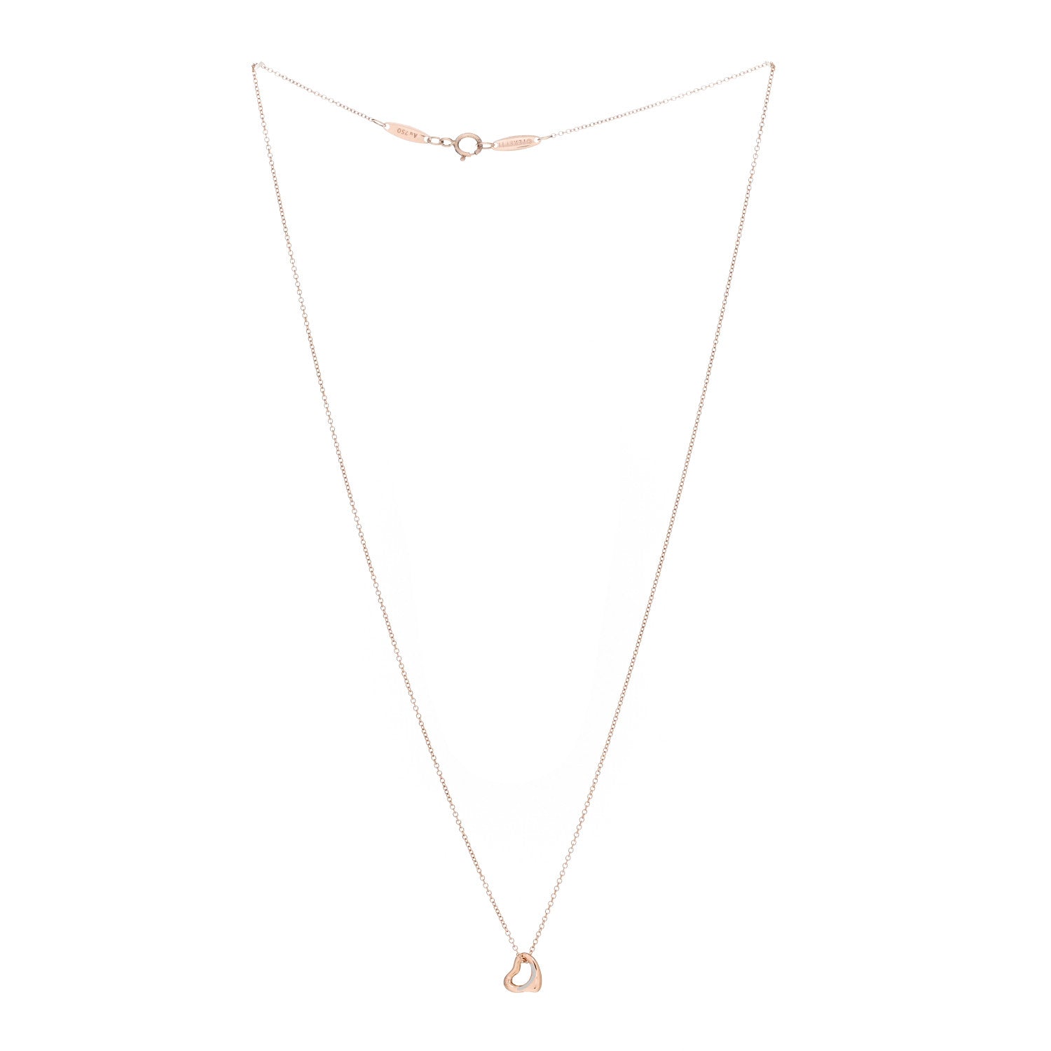 Tiffany 18K Rose Gold 7mm Elsa Peretti Open Heart Pendant Necklace 3 of 6