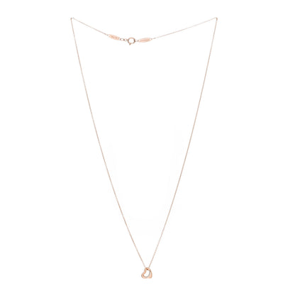 Tiffany 18K Rose Gold 7mm Elsa Peretti Open Heart Pendant Necklace 3 of 6
