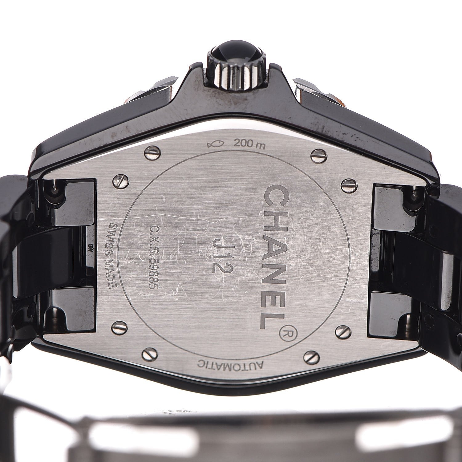 Chanel Stainless Steel Ceramic Diamond 38mm J12 Automatic Watch Black 5 of 8
