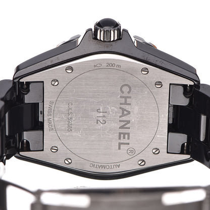 Chanel Stainless Steel Ceramic Diamond 38mm J12 Automatic Watch Black 5 of 8