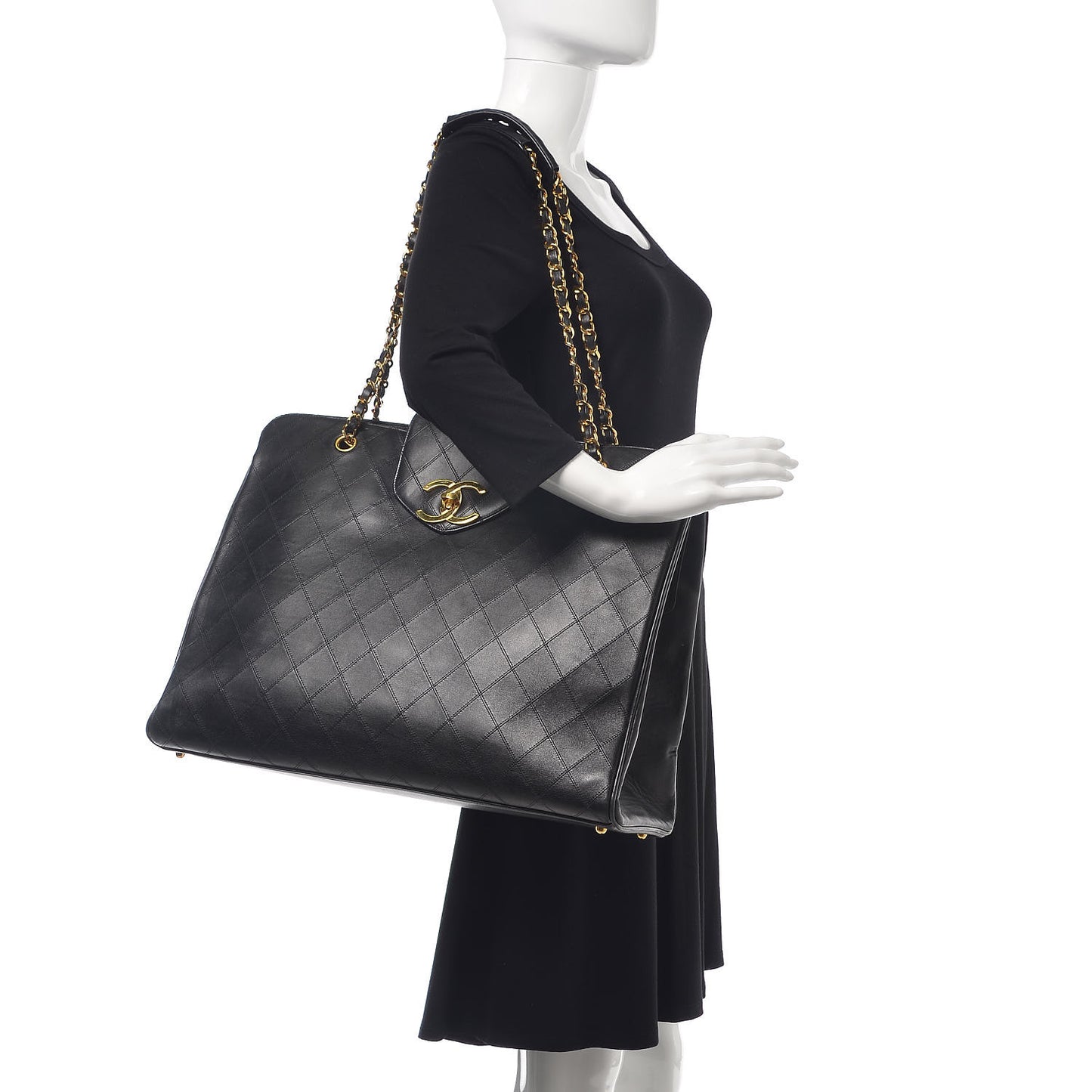 Calfskin Stitched XL Weekender Black