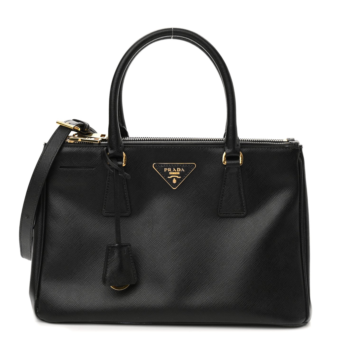 Saffiano Small Galleria Double Zip Tote Black