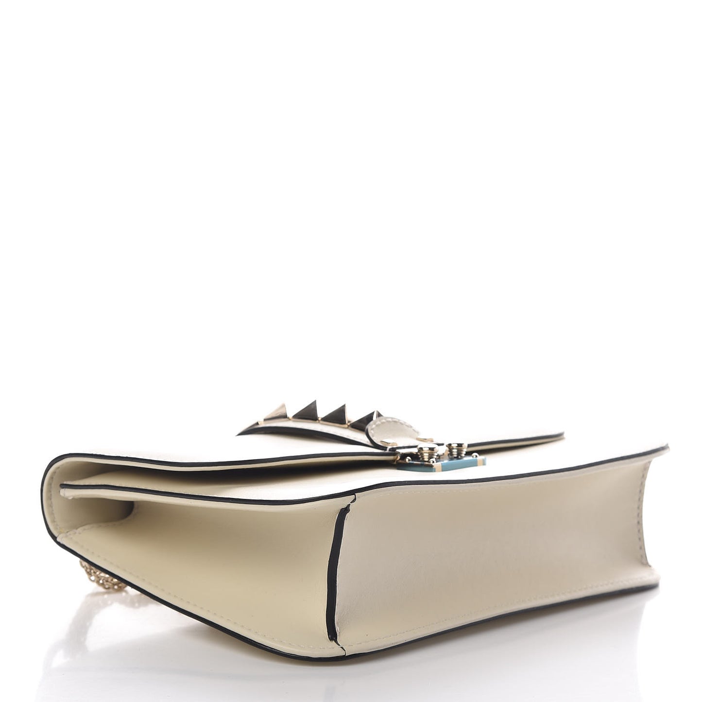 Vitello Medium Glam Lock Rockstud Flap Light Ivory