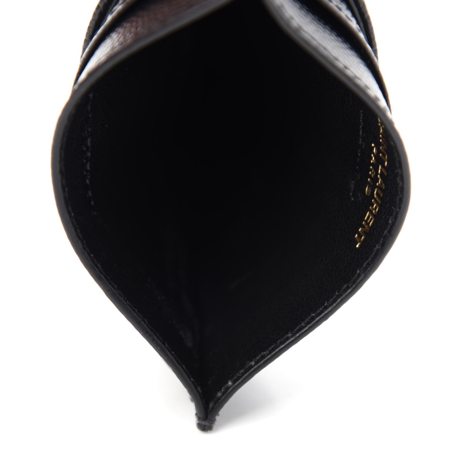 Saint Laurent Grain De Poudre Matelasse Chevron Monogram Credit Card Case Black 5 of 10