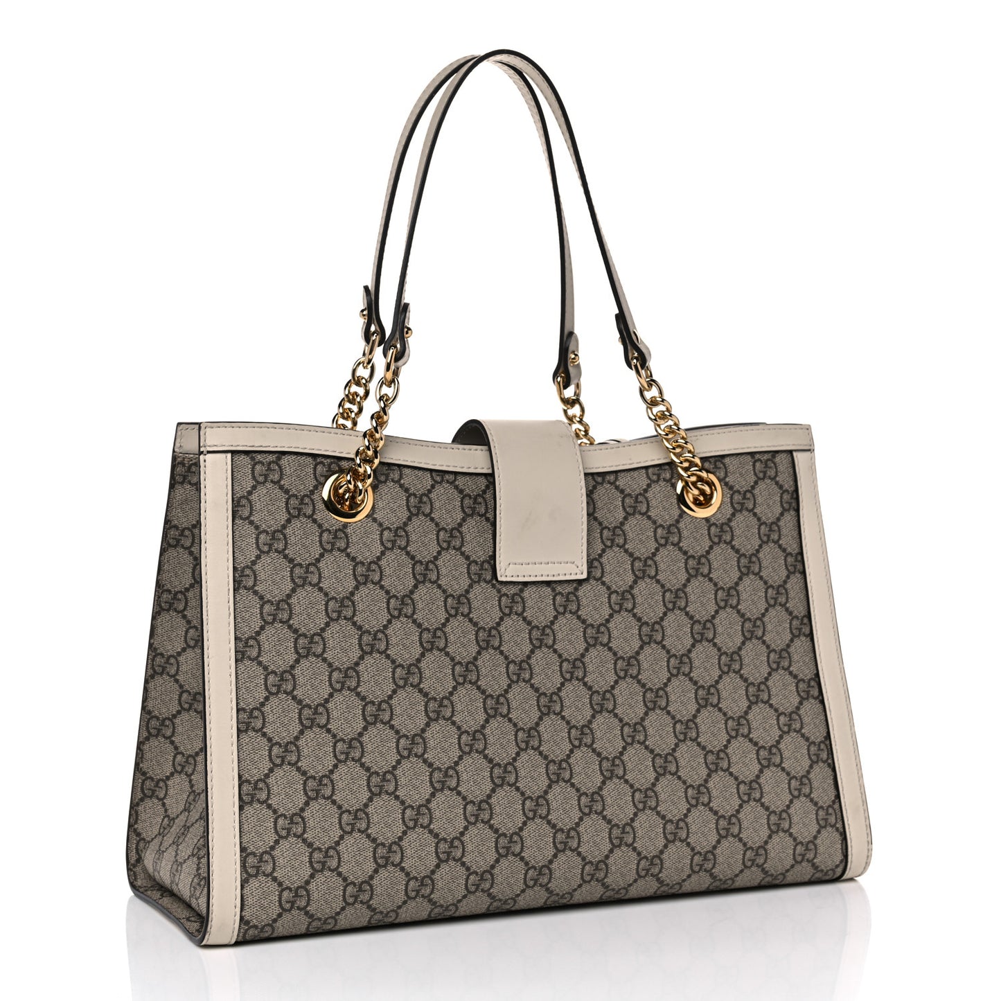 GG Supreme Monogram Medium Padlock Tote White