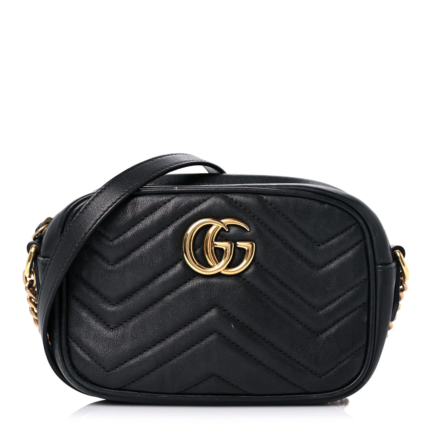 Calfskin Matelasse Mini GG Marmont Chain Shoulder Bag Black