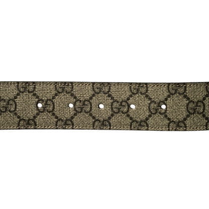 Gucci GG Supreme Monogram Selleria Calfskin Interlocking G 40mm Belt 105 42 Beige Ebony Cocoa 3 of 4
