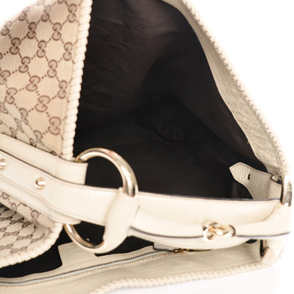 Gucci Monogram Large Horsebit Chain Hobo Off White 5 of 7